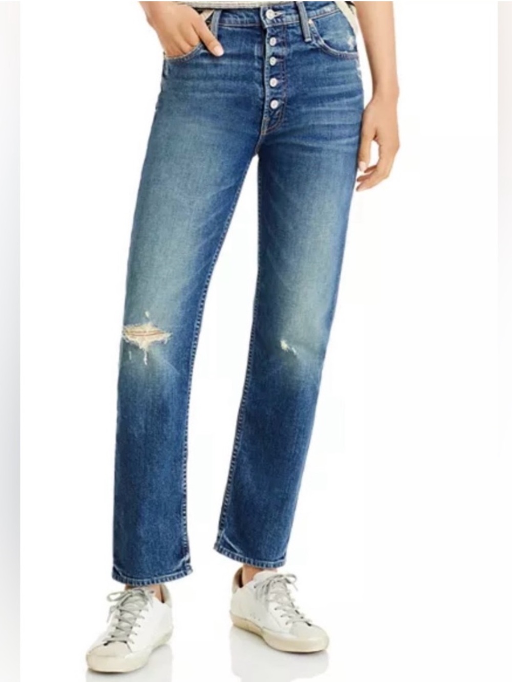 MOTHER SUPERIOR Pixie Tomcat Ankle Jeans in Born To Bite Exposed Button Fly 31 - Picture 2 of 16